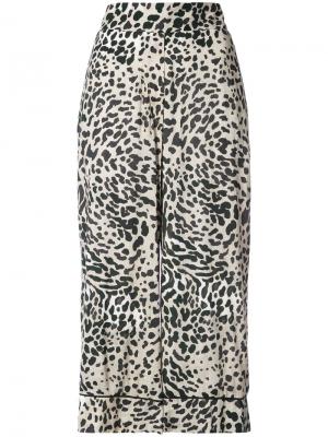 Укороченные широкие брюки с леопардовым принтом Smythe. Цвет: многоцветный