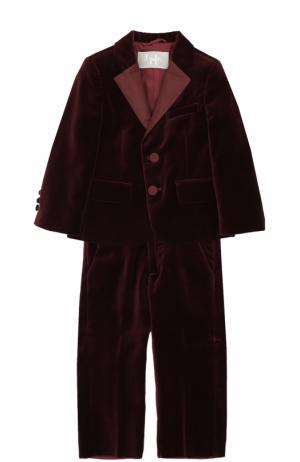 Хлопковый костюм с пиджаком на двух пуговицах Il Gufo. Цвет: бордовый