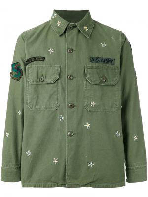 Куртка с цветочной вышивкой As65. Цвет: зелёный