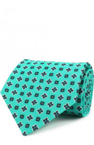Шелковый галстук с узором Kiton. Цвет: зеленый
