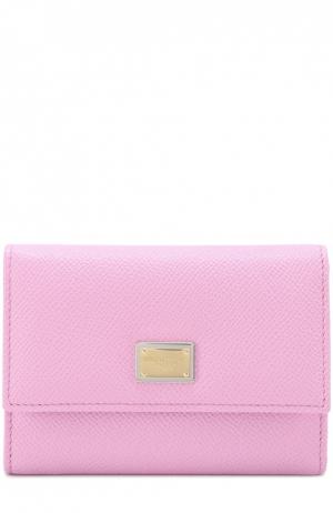 Кожаное портмоне с логотипом бренда Dolce & Gabbana. Цвет: розовый