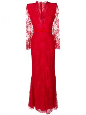 Кружевное вечернее платье Alexander McQueen. Цвет: красный