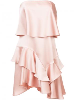 Многослойное платье с асимметричным подолом Halston Heritage. Цвет: розовый и фиолетовый