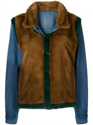 Джинсовая куртка с норковым мехом Simonetta Ravizza. Цвет: коричневый