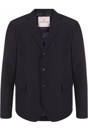Однобортный пуховый пиджак Moncler. Цвет: темно-синий