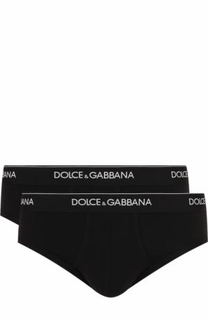 Комплект из двух хлопковых брифов с широкой резинкой Dolce & Gabbana. Цвет: черный