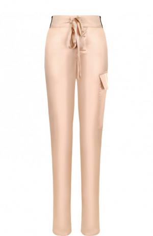 Однотонные шелковые брюки с эластичным поясом Tom Ford. Цвет: розовый