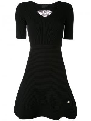 Платье с ребристой юбкой Philipp Plein. Цвет: чёрный