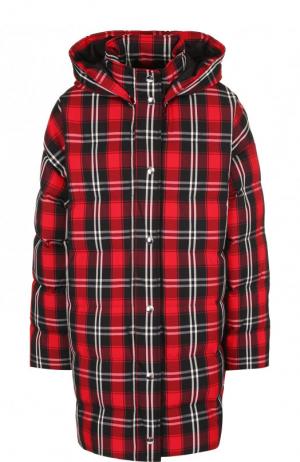 Удлиненная куртка с капюшоном и воротником-стойкой MSGM. Цвет: красный