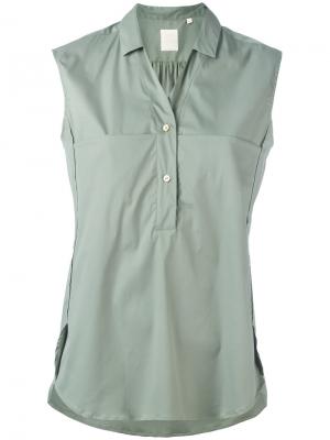 Блузка без рукавов с пуговицами Xacus. Цвет: зелёный