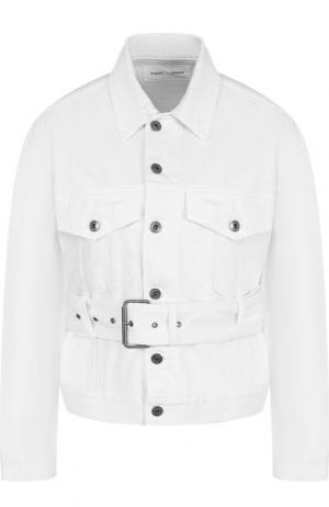 Джинсовая куртка с поясом и накладными карманами Proenza Schouler. Цвет: белый