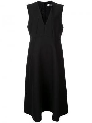 Расклешенное платье с V-образным вырезом Jil Sander. Цвет: чёрный