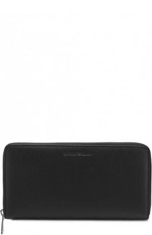 Кожаный бумажник с логотипом бренда Emporio Armani. Цвет: черный
