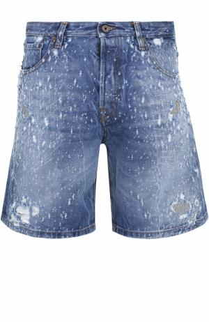 Джинсовые шорты с декоративными потертостями Just Cavalli. Цвет: синий