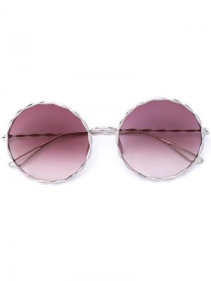 Солнцезащитные очки в круглой оправе Elie Saab. Цвет: металлический