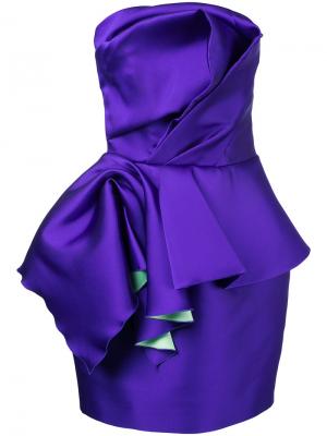 Коктейльное платье без бретелей с баской Isabel Sanchis. Цвет: розовый и фиолетовый