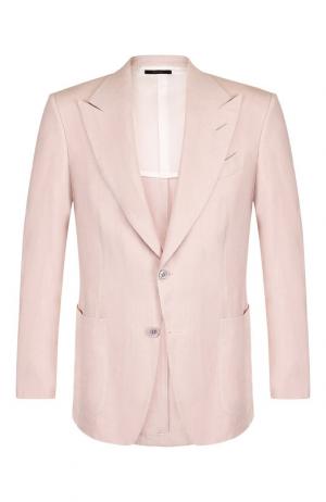 Однобортный пиджак из льна Tom Ford. Цвет: розовый