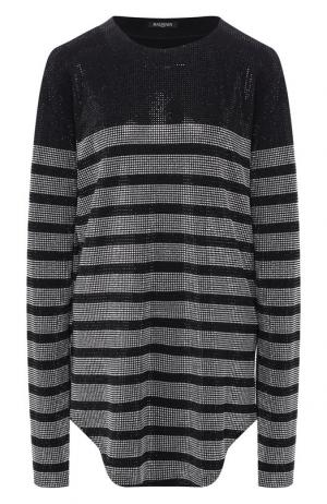 Пуловер свободного кроя с декоративной отделкой Balmain. Цвет: черный