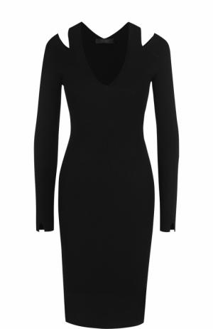 Вязаное платье-футляр с V-образным вырезом The Row. Цвет: черный