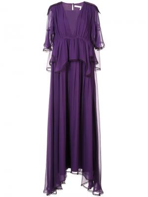 Длинное платье с оборками Chloé. Цвет: розовый и фиолетовый