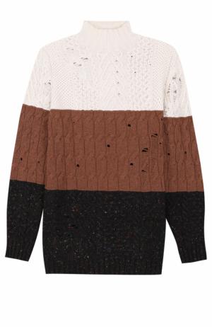 Удлиненный свитер из смеси шерсти и кашемира фактурной вязки Damir Doma. Цвет: разноцветный