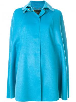 Объемное пальто-накидка Versace. Цвет: синий