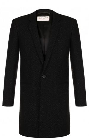 Однобортное шерстяное пальто Saint Laurent. Цвет: черный