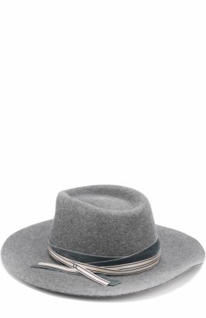 Фетровая шляпа с тесьмой Maison Michel. Цвет: темно-серый