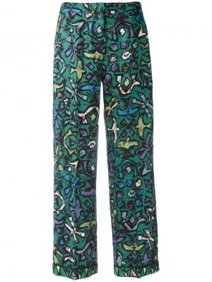 Расклешенные брюки с абстрактным принтом Valentino. Цвет: зелёный