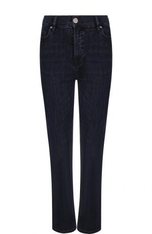 Укороченные хлопковые джинсы с потертостями Victoria, Victoria Beckham. Цвет: темно-синий