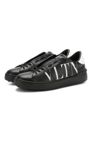 Кожаные кеды  Garavani Open VLNT на шнуровке Valentino. Цвет: черный