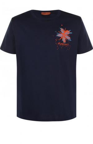 Хлопковая футболка с принтом Missoni. Цвет: темно-синий