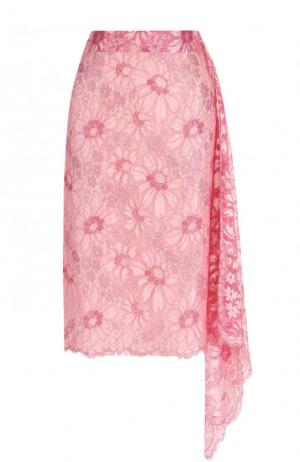 Кружевная юбка-миди асимметричного кроя CALVIN KLEIN 205W39NYC. Цвет: розовый