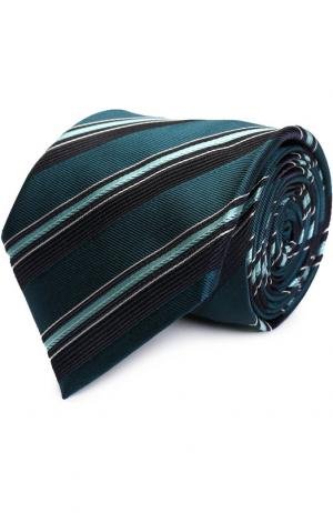 Шелковый галстук в полоску Brioni. Цвет: бирюзовый