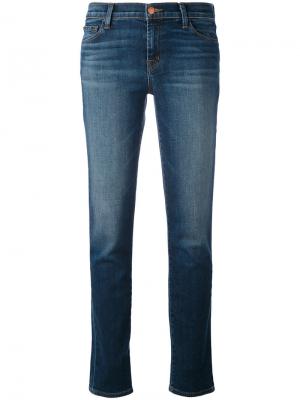 Прямые джинсы с протертостями J Brand. Цвет: синий