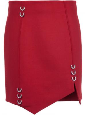 Асимметричная юбка с украшением в виде пирсинга Mugler. Цвет: красный