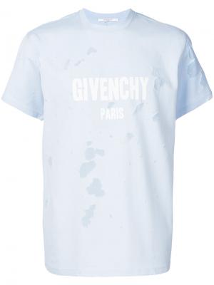 Distressed logo T-shirt Givenchy. Цвет: синий
