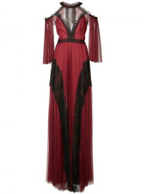 Платье с открытыми плечами Marchesa Notte. Цвет: красный