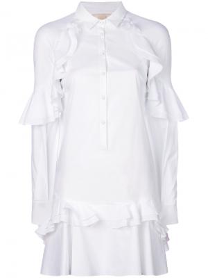 Платье-рубашка с оборочной отделкой Antonio Berardi. Цвет: белый