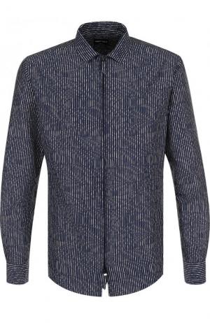 Рубашка из смеси хлопка и шелка Giorgio Armani. Цвет: темно-синий