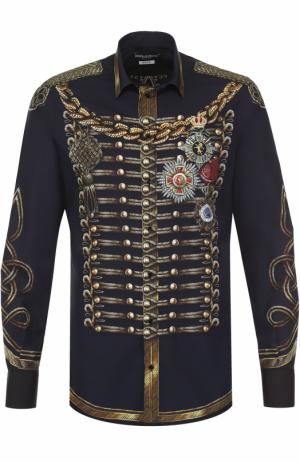 Хлопковая рубашка с принтом Dolce & Gabbana. Цвет: черный