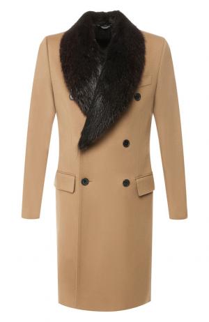Пальто из смеси шерсти и кашемира Dolce & Gabbana. Цвет: бежевый