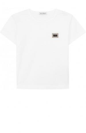 Хлопковая футболка с нашивкой Dolce & Gabbana. Цвет: белый