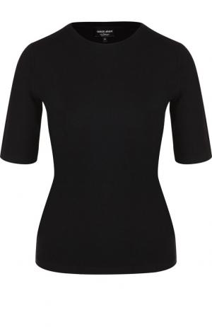 Однотонная кашемировая футболка с круглым вырезом Giorgio Armani. Цвет: черный