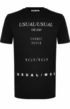 Хлопковая футболка с принтом MCQ. Цвет: черный