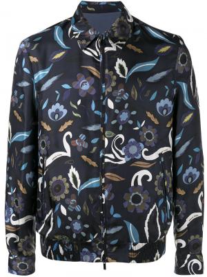 Двухсторонняя куртка с цветочным принтом Fendi. Цвет: синий
