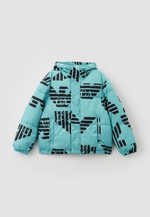 Куртка утепленная Emporio Armani. Цвет: бирюзовый