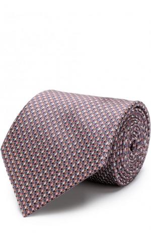 Шелковый галстук с узором Brioni. Цвет: розовый