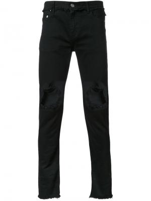 Узкие рваные джинсы Christian Dada. Цвет: чёрный