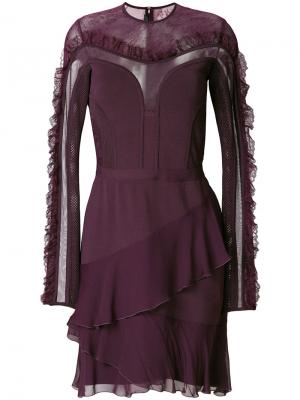 Платье с полупрозрачной вставкой Elie Saab. Цвет: розовый и фиолетовый